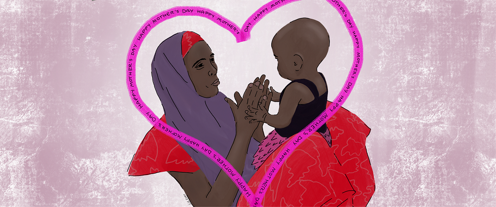 Illustration of mother and child
